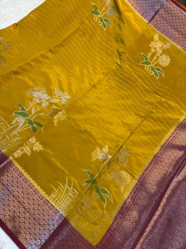 KATAN_SILK_FLORAL_EMBOSSED_MEENAKARI_BANARASI_SAREE