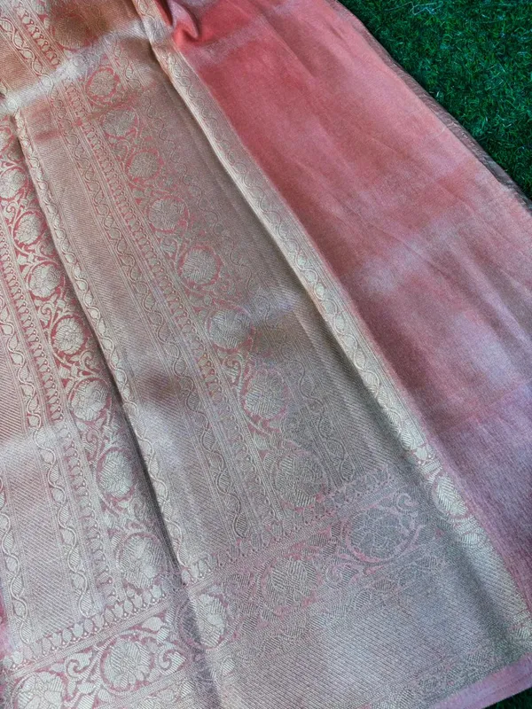 Pink_Breathable_Tissue_Silk_Banarasi_Saree_With_Rich_Pallu_And_Blouse