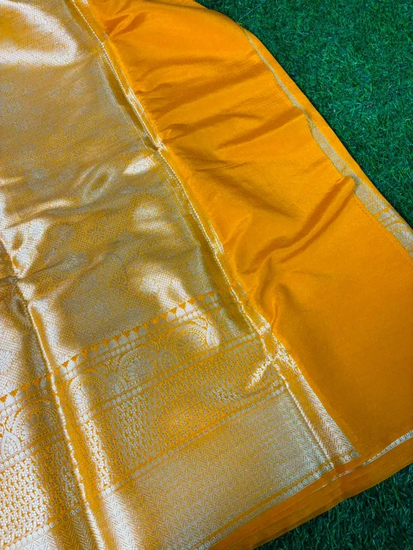 Mustard_Yellow_Banarasi_Chinia_Silk_Saree_With_Zari_Work