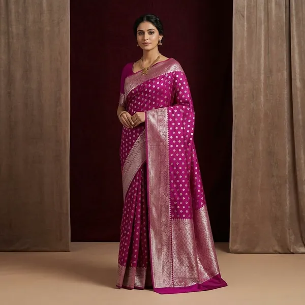 Rama_Pink_Banarasi_Chinia_Silk_Saree_With_Zari_Work