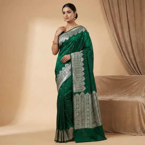 Green_Breathable_Mashru_Katan_Silk_Heritage_Weave_Banarasi_Saree