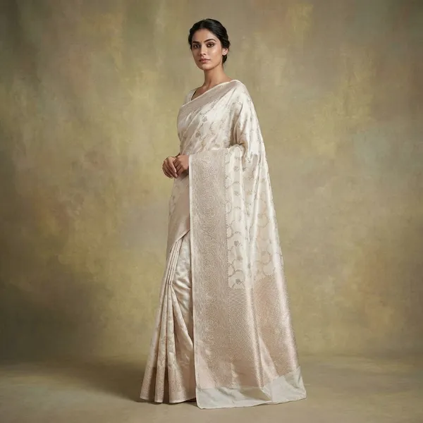 Off_White_Chinia_Silk_Saree_With_Silver_Zari_Weaving_And_Traditional_Floral_Jal_Work