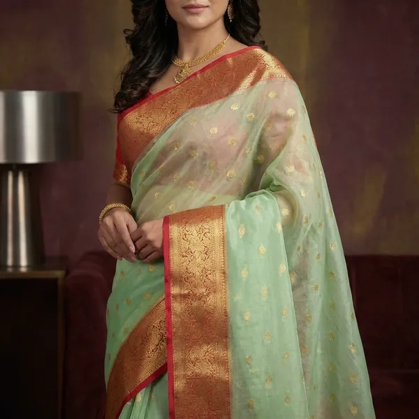 Sea_Green_Banarasi_Silk_Saree_With_Gold_Zari_Border