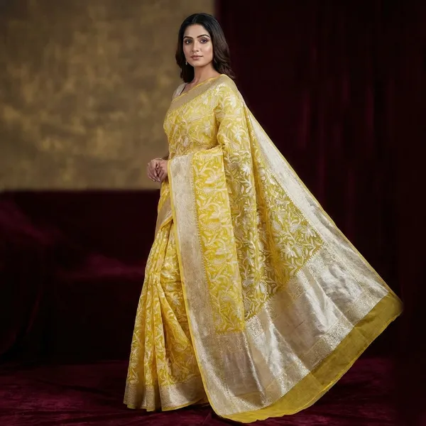 Organza_Silk_Chikan_Kari_Work_Banarasi_Saree