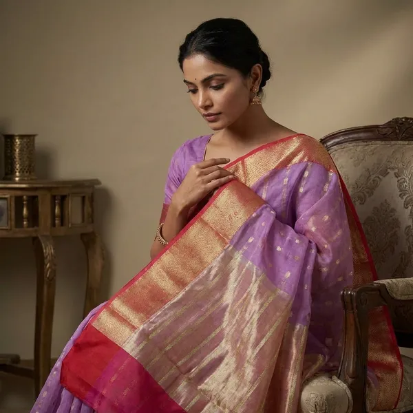 Pink_Chanderi_Silk_Saree_With_Silver_Zari_Border_And_Butta_Work