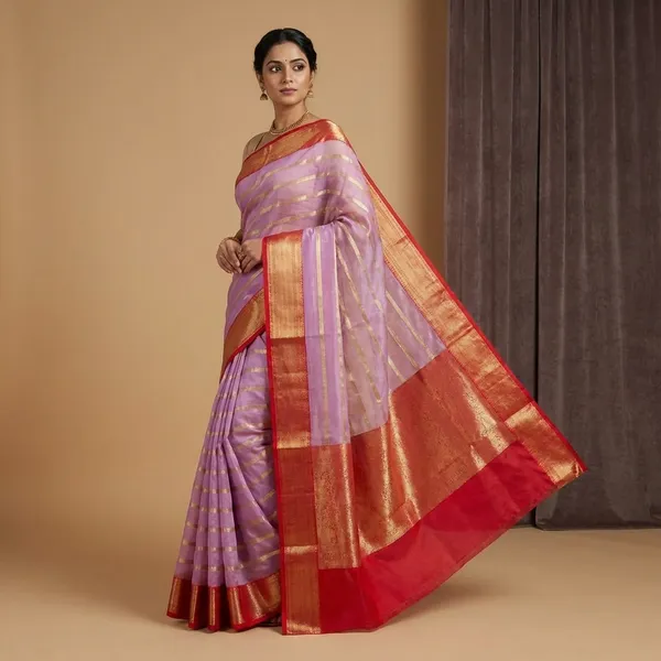 Purple_Kanjivaram_Silk_Saree_With_Golden_Zari_Stripes_And_Red_Border