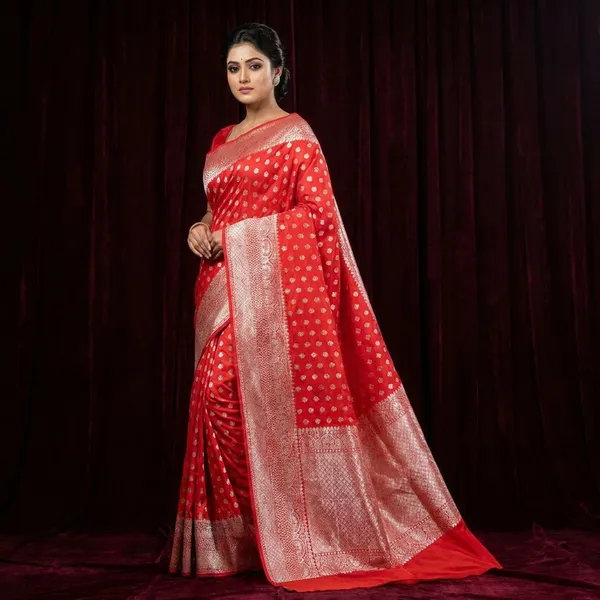 Banarasi_Chinia_Silk_Saree_With_Zari_Work_-_Vibrant_Red
