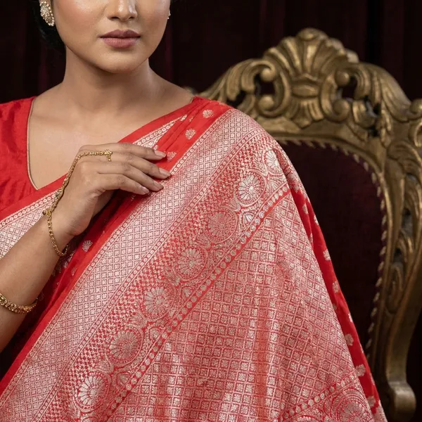 Banarasi_Chinia_Silk_Saree_With_Zari_Work_-_Vibrant_Red