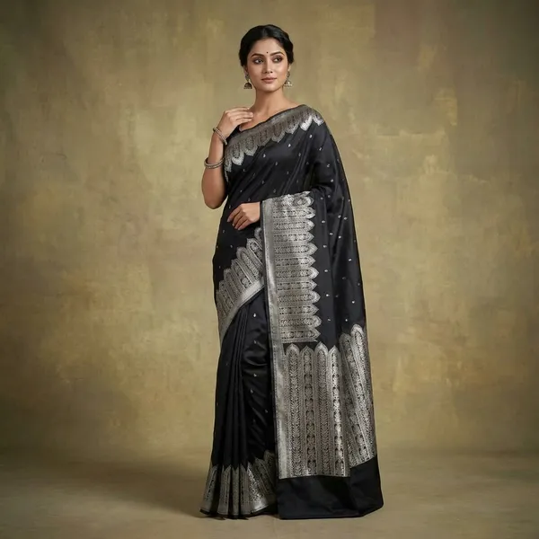 Black_Breathable_Mashru_Katan_Silk_Heritage_Weave_Banarasi_Saree