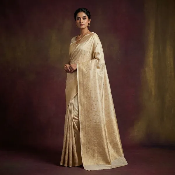 Breathable_Tissue_Silk_Banarasi_Saree_With_Rich_Pallu_And_Blouse_Cream
