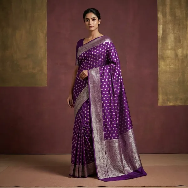 Purple_Banarasi_Chinia_Silk_Saree_With_Zari_Work