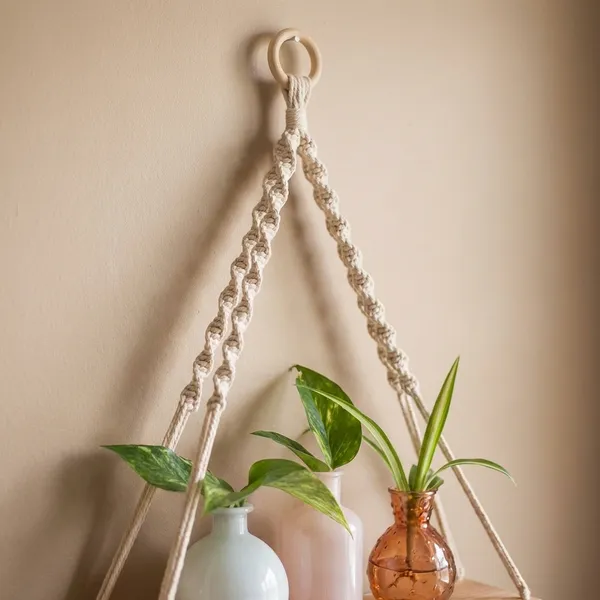 Macrame_Hanging_Shelf_With_Tassels,_Wooden_Triangle_Wall_Planter