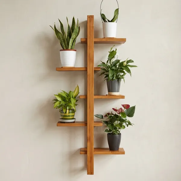 Wooden_Wall_Mounted_Plant_Stand_With_Multiple_Shelves