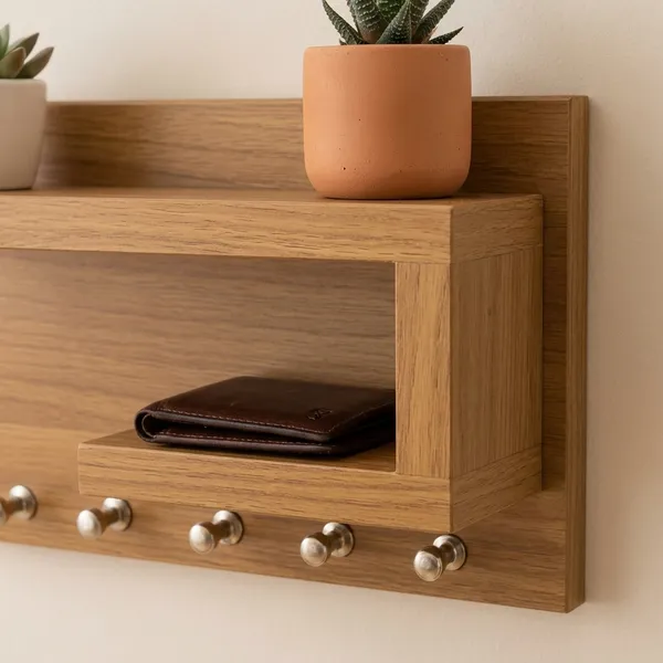 Wooden_Wall_Mounted_Key_Holder_With_Storage_Shelf