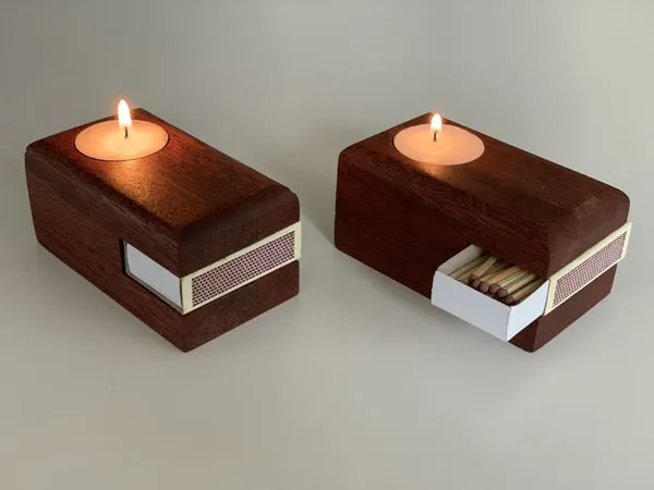 Wooden_Candle_Holder_With_Matchbox_Storage