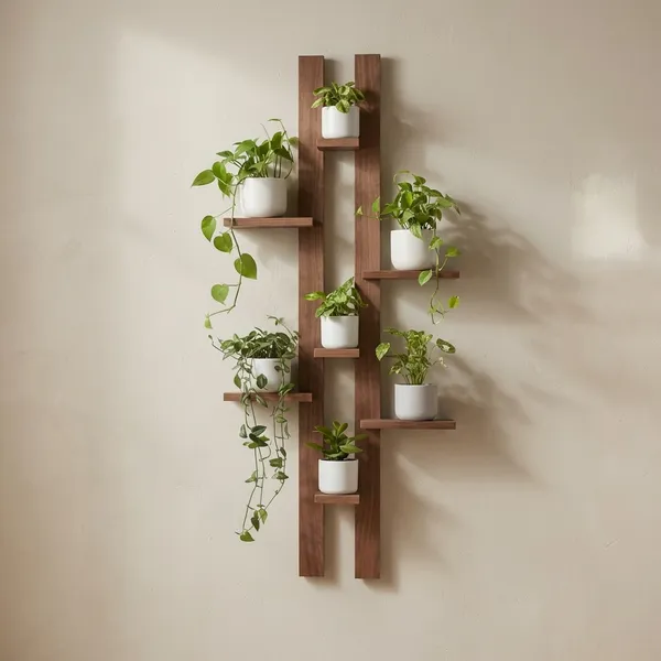 Wall_Mounted_Wooden_Plant_Stand_With_White_Ceramic_Pots