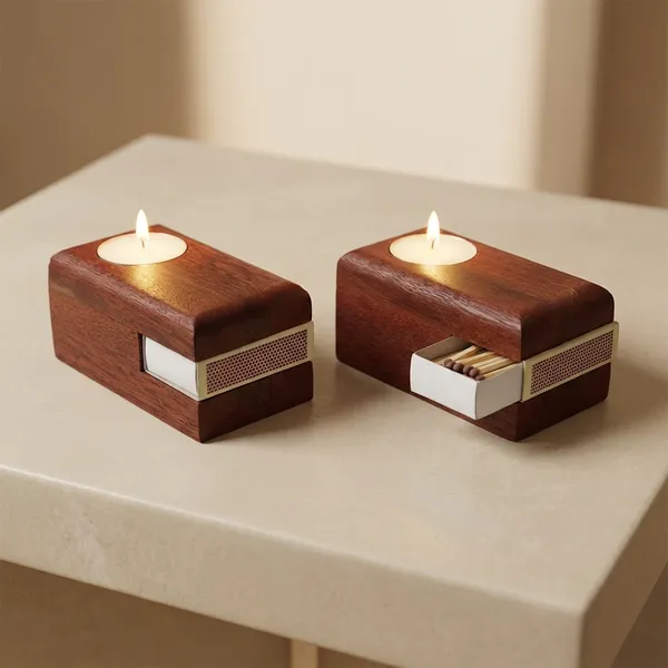 Wooden_Candle_Holder_With_Matchbox_Storage
