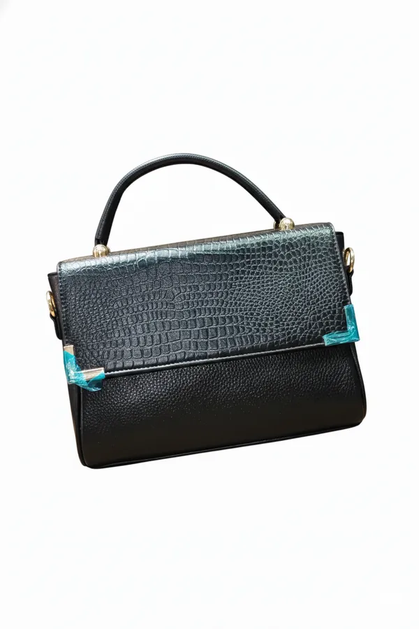 Black_Textured_Satchel_Handbag_With_Blue_Transparent_Corner_Accents