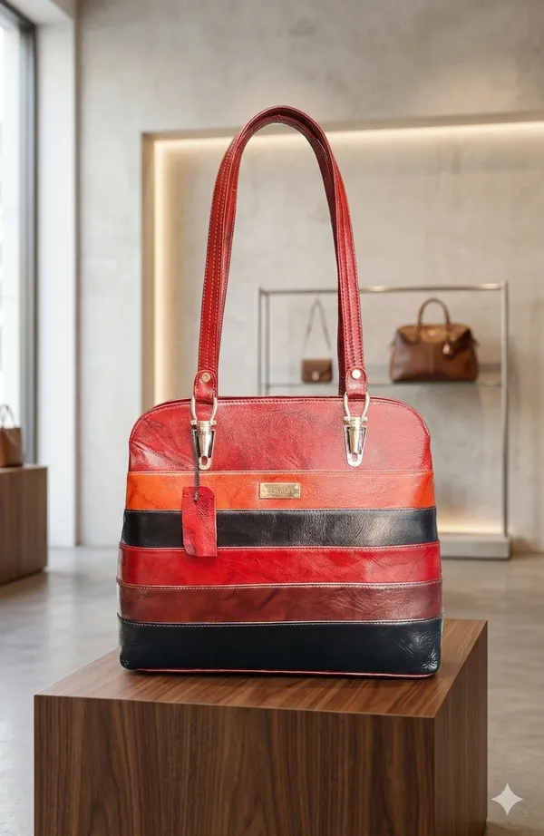 Multicolor_Striped_Leather_Shoulder_Bag_With_Zipper_Pocket
