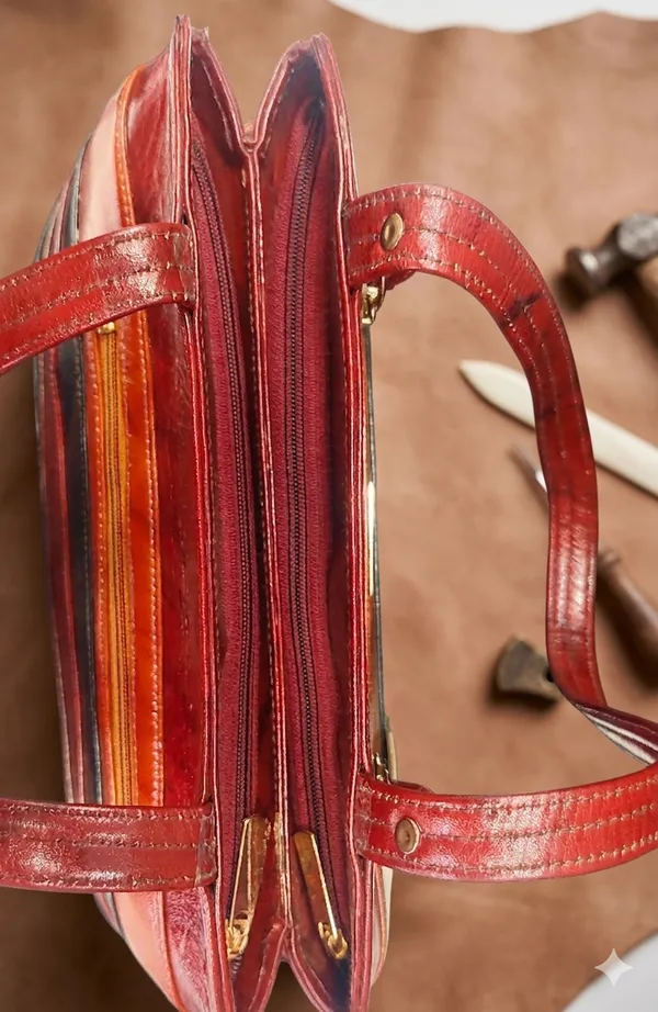 Multicolor_Striped_Leather_Shoulder_Bag_With_Zipper_Pocket