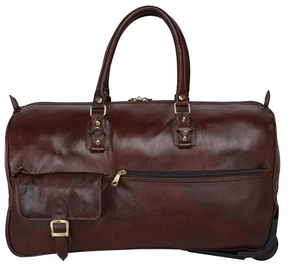 Top_Grain_Leather_Duffle_Trolley_Bag_23_Inch_Cabin_Size_Softsided_L_58_X_H_36_X_W_26_5_Cm_Weight_2_Kgs_2_Wheel_Telescope_Handle