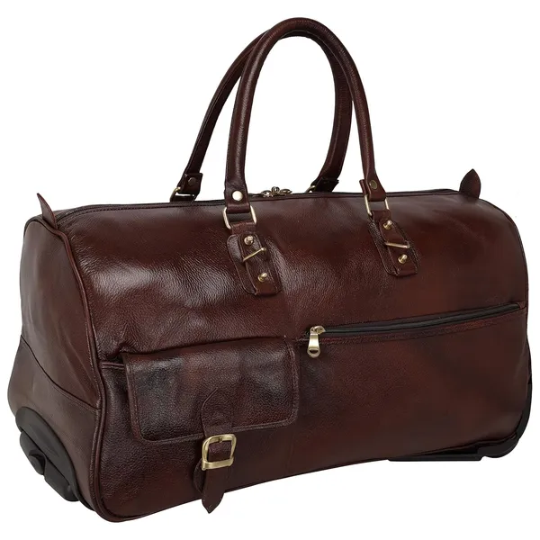 Top_Grain_Leather_Duffle_Trolley_Bag_23_Inch_Cabin_Size_Softsided_L_58_X_H_36_X_W_26_5_Cm_Weight_2_Kgs_2_Wheel_Telescope_Handle