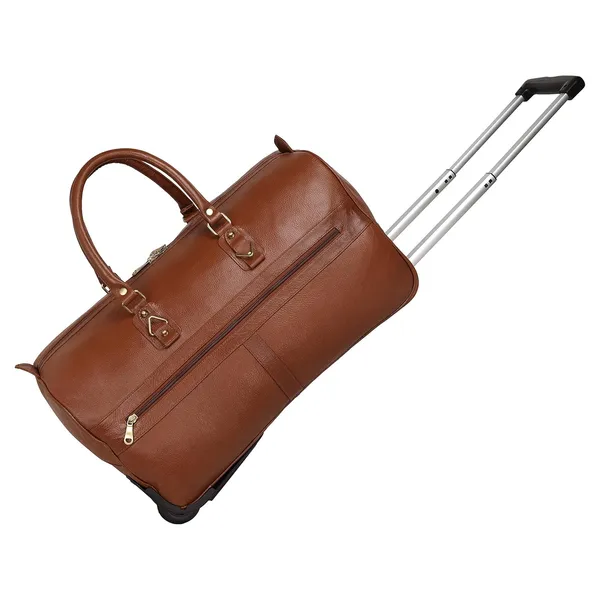 Top_Grain_Leather_Duffle_Trolley_Bag_23_Inch_Cabin_Size_Softsided_L_58_X_H_36_X_W_26_5_Cm_Weight_2_Kgs_2_Wheel_Telescope_Handle