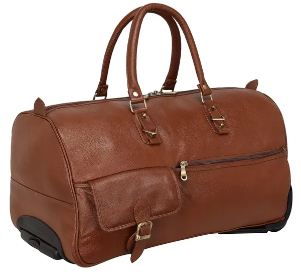 Top_Grain_Leather_Duffle_Trolley_Bag_23_Inch_Cabin_Size_Softsided_L_58_X_H_36_X_W_26_5_Cm_Weight_2_Kgs_2_Wheel_Telescope_Handle