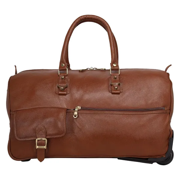 Top_Grain_Leather_Duffle_Trolley_Bag_23_Inch_Cabin_Size_Softsided_L_58_X_H_36_X_W_26_5_Cm_Weight_2_Kgs_2_Wheel_Telescope_Handle