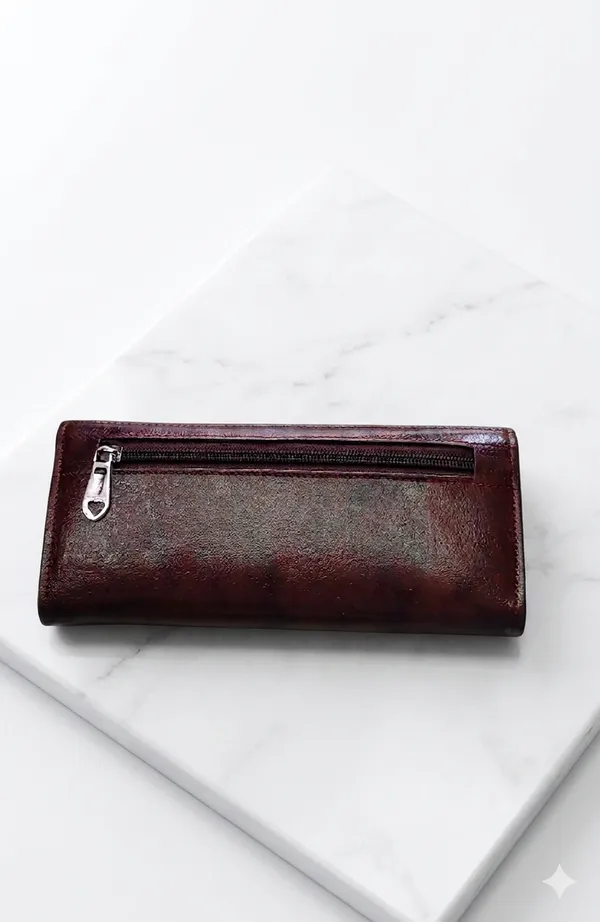 Genuine_Leather_Slim_Wallet_For_Women_-_Maroon/Burgundy