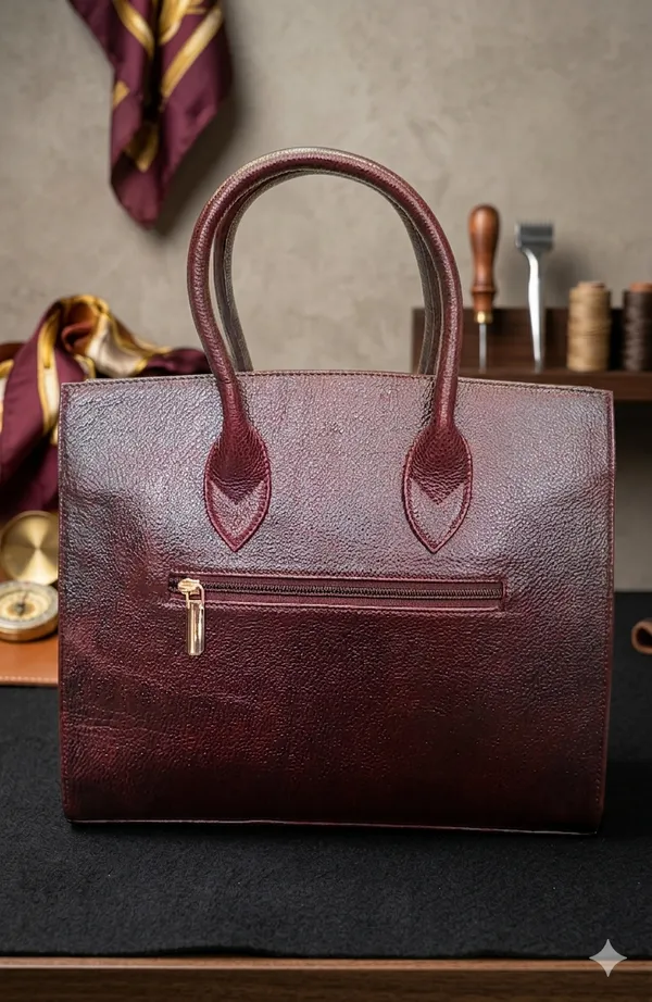 Burgundy_Gradient_Leather_Structured_Tote_Bag_With_Lock_Closure