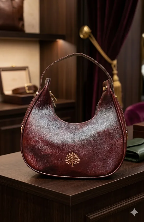 Premium_Burgundy_Crescent_Hobo_Bag_With_Signature_Tree_Logo