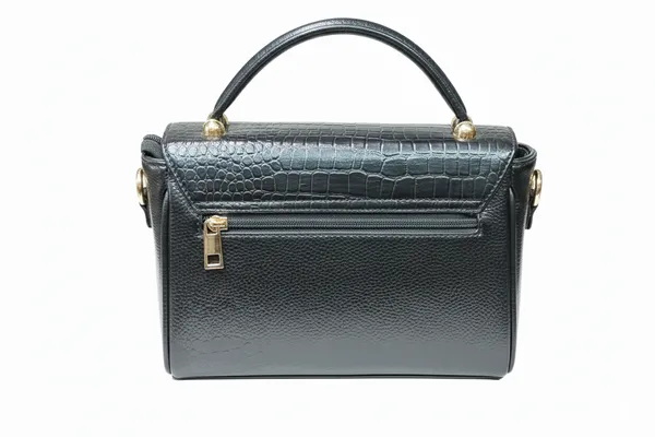 Black_Textured_Satchel_Handbag_With_Blue_Transparent_Corner_Accents
