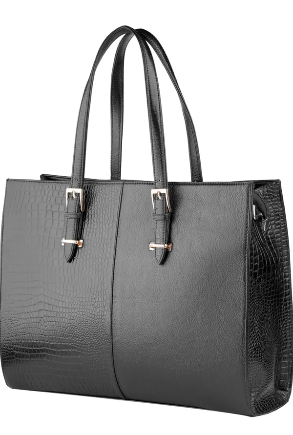 Professional_Women'S_Laptop_Tote_Bag_With_Crocodile_Pattern