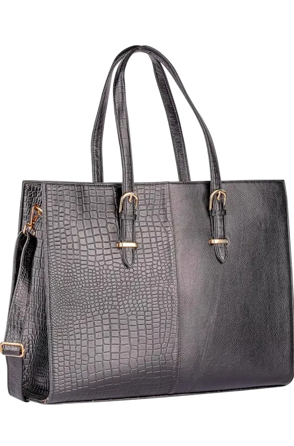 Professional_Women'S_Laptop_Tote_Bag_With_Crocodile_Pattern