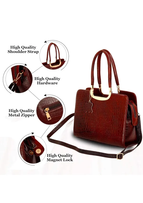 Brown_Croc-Textured_Structured_Handbag_With_Metal_Frame_And_Detachable_Shoulder_Strap