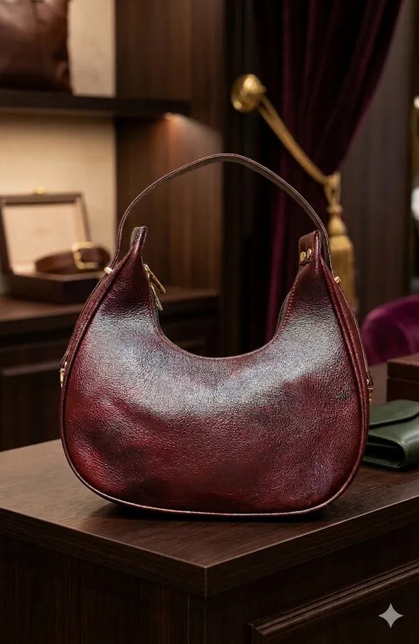 Premium_Burgundy_Crescent_Hobo_Bag_With_Signature_Tree_Logo