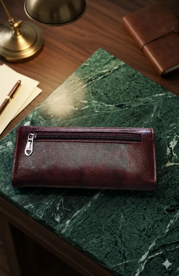 Genuine_Leather_Slim_Wallet_For_Women_-_Maroon/Burgundy