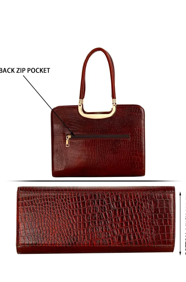 Brown_Croc-Textured_Structured_Handbag_With_Metal_Frame_And_Detachable_Shoulder_Strap