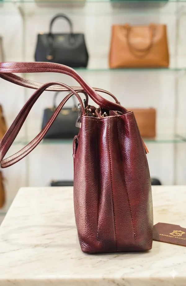 Maroon_Textured_Handbag_With_Croc_Embossed_Panel
