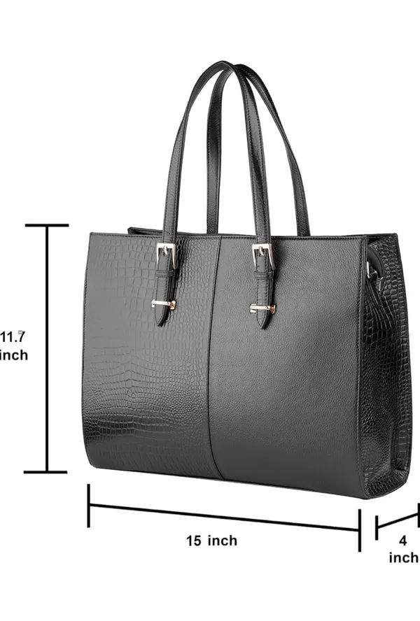 Black_Textured_Tote_Bag_With_Croc-Embossed_Detail