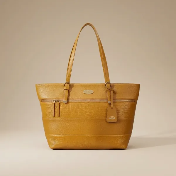 Mustard_Yellow_Textured_Tote_Bag_With_Croc-Embossed_Panel
