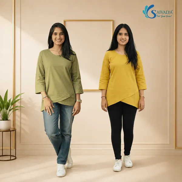 Mustard_Yellow_And_Green_Pure_Cotton_Premium_Tunic_Top_For_Women__(Pack_Of_2)