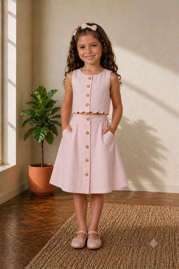 Pink_Pure_Cotton_Two_Piece_Skirt_Set_For_Girls