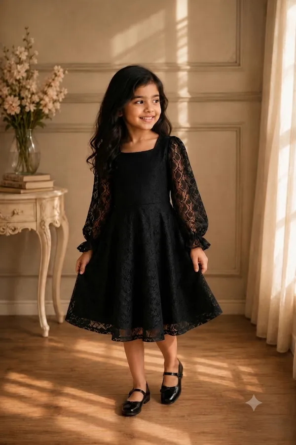 Black_Chikankari-Inspired_One_Piece_for_Girls
