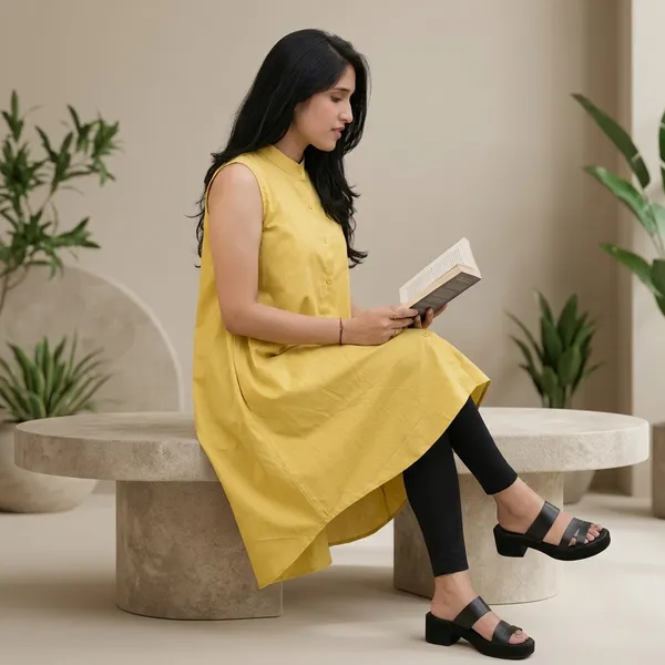 Mustard_Yellow_Pure_Cotton_Premium_Kurta_For_Women