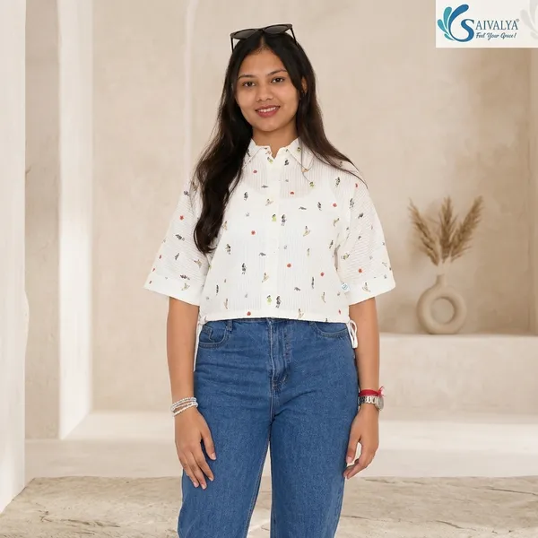 Sky_Blue_And_Ivory_Seersucker_Cotton_Premium_Shirt_For_Women_(Pack_Of_2)