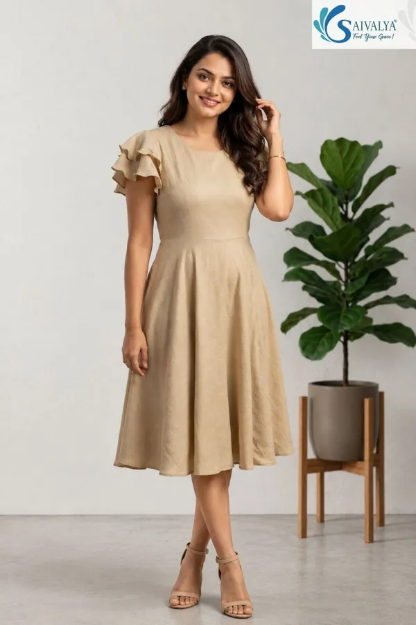 Beige_Crushed_Synthetic_Premium_Dress_For_Women