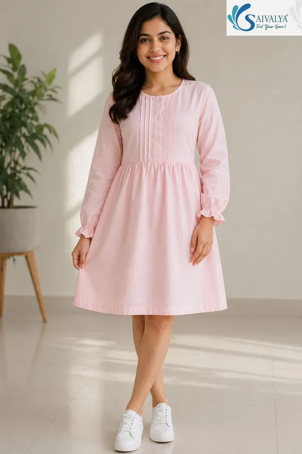 Light_Pink_cotton_Printed_and__Georgette_Premium_Dress_For_Women_(Pack_Of_2)