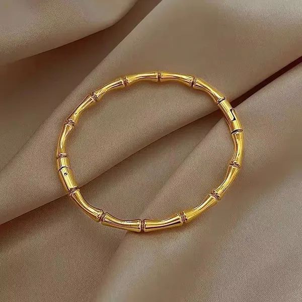 Golden_Stainless_Steel_Round_Bamboo_Wrist_Bracelet_For_Women